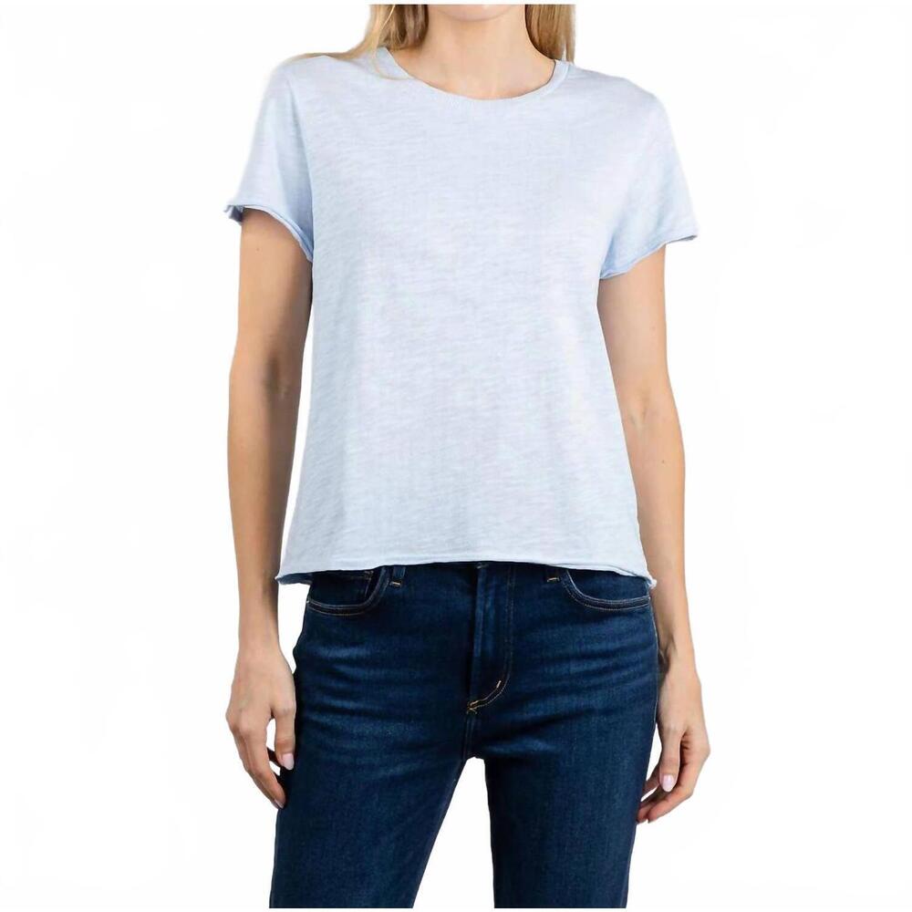 NEW ELLIOTT LAUREN silvie short sleeve tee in sky blue